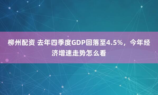 柳州配资 去年四季度GDP回落至4.5%，今年经济增速走势怎么看